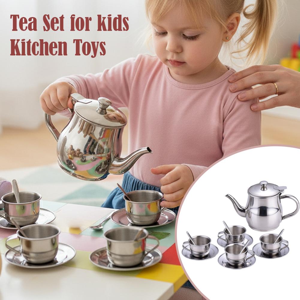طقم شاي للأطفال من الفولاذ الم - مراجعة Kids Toys Kitchen Set وسعره
