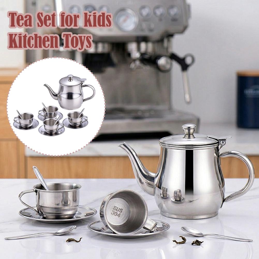 طقم شاي للأطفال من الفولاذ الم - مراجعة Kids Toys Kitchen Set وسعره